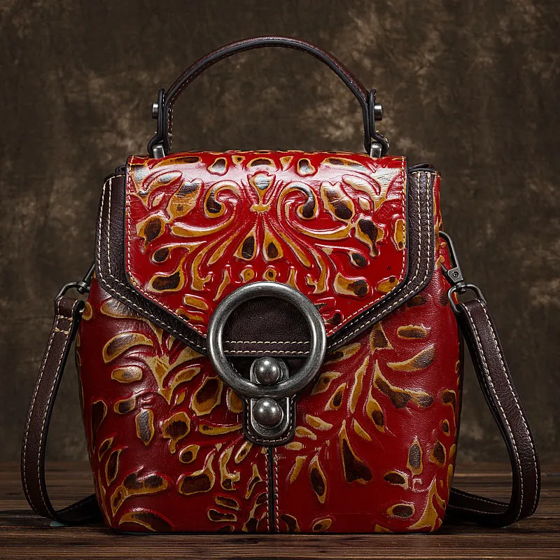Genuine Leather Vintage style Embossed Shoulder Bag