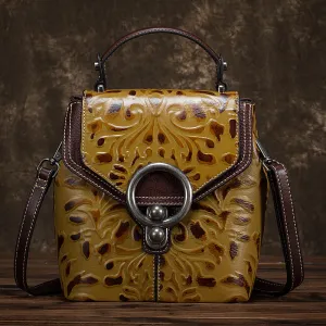 Genuine Leather Vintage style Embossed Shoulder Bag