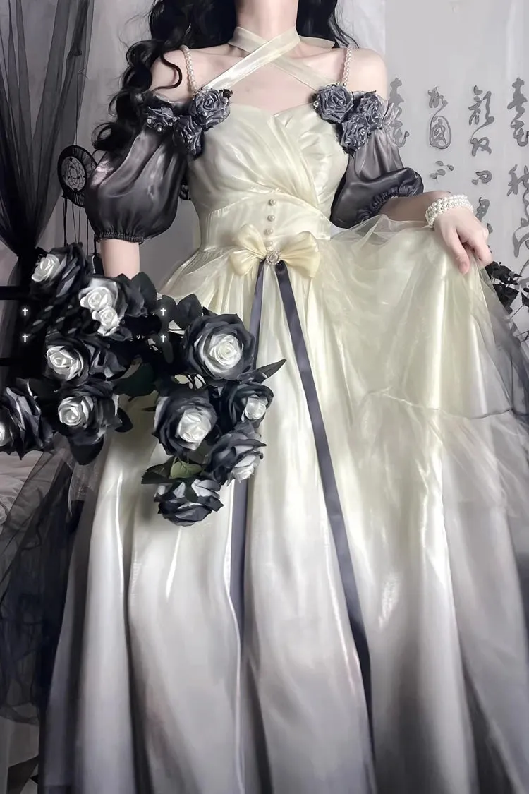 Gradient Ink Color Gorgeous Bowknot Strawberry Princess Hanayome Sweet Lolita Jsk Dress