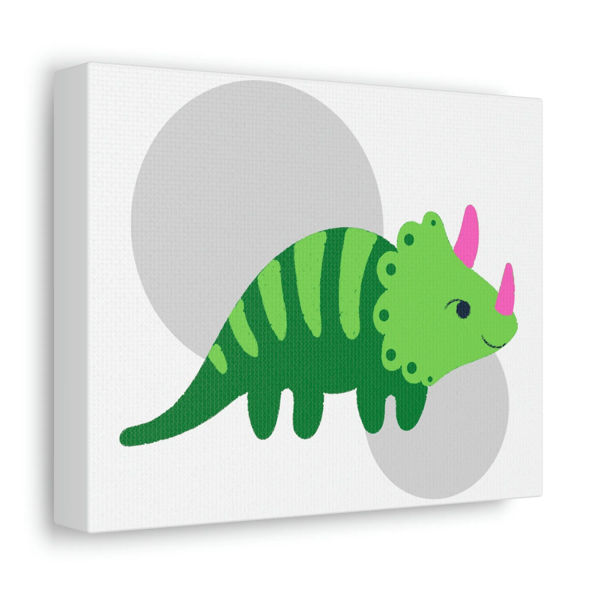 Green Triceratops Dinosaur Stretched Canvas