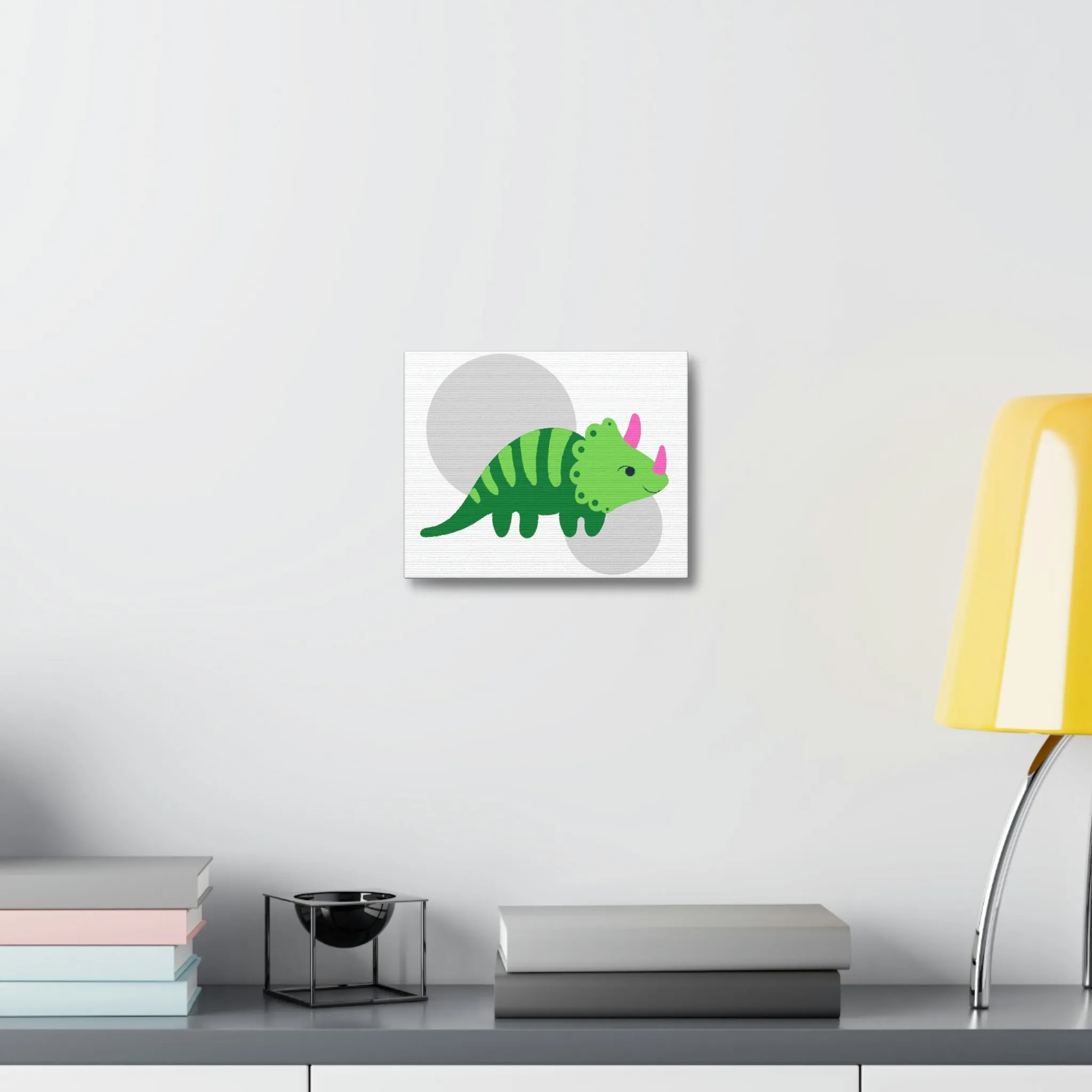 Green Triceratops Dinosaur Stretched Canvas