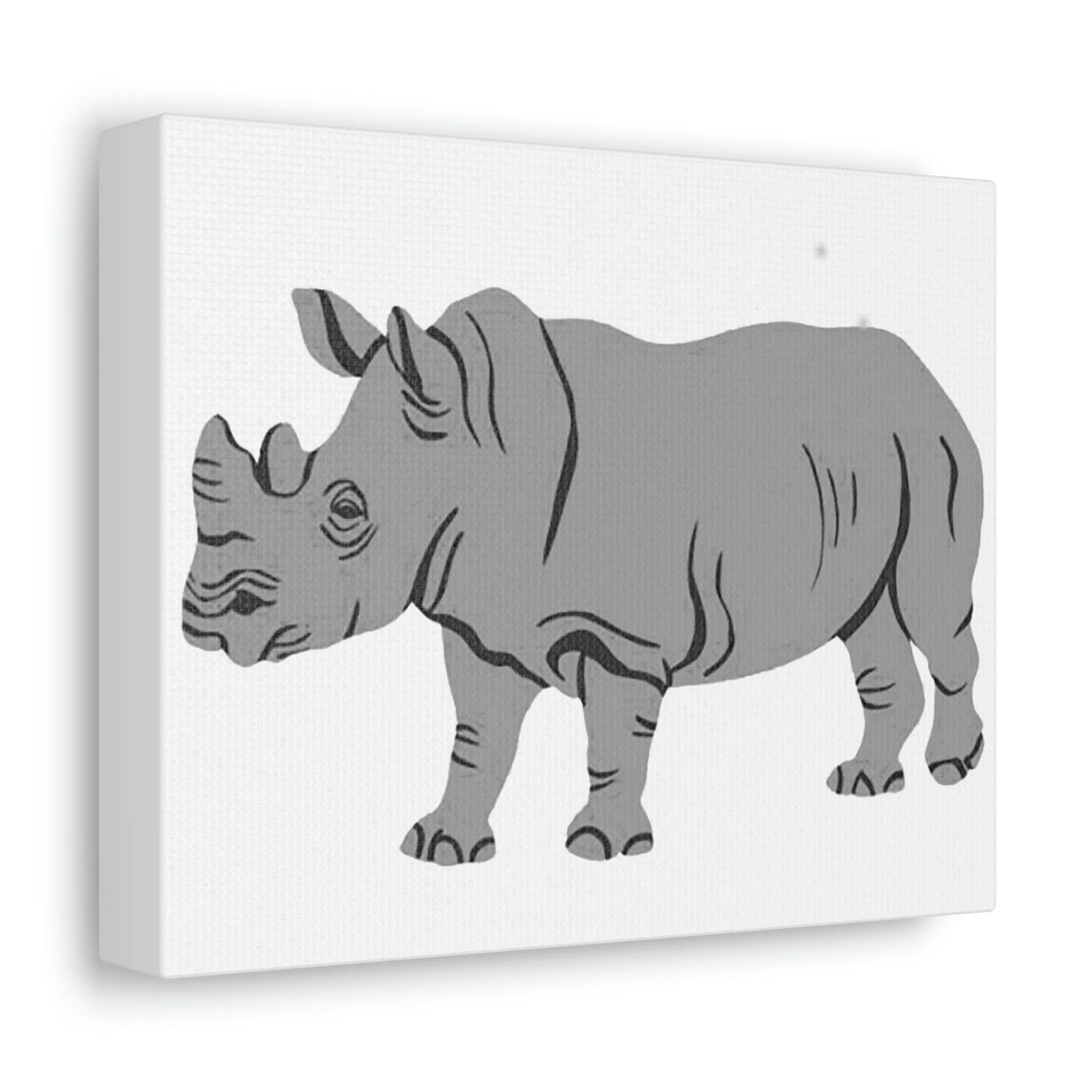 Grey Rhino Stretched Canvas