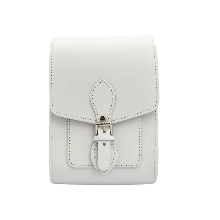 Handmade Leather Festival Phone Bag - White