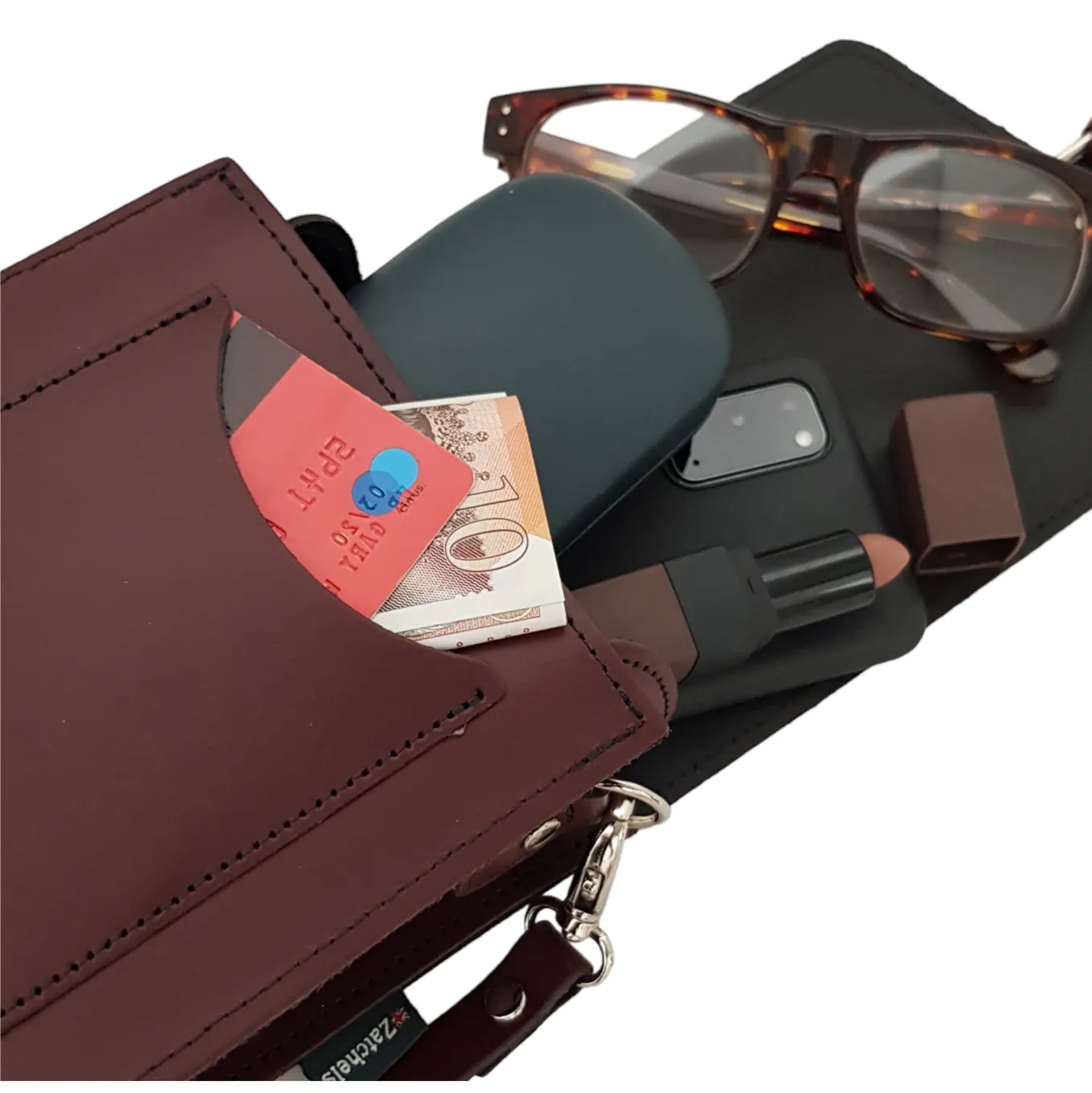 Handmade Leather Festival Phone Bag - White