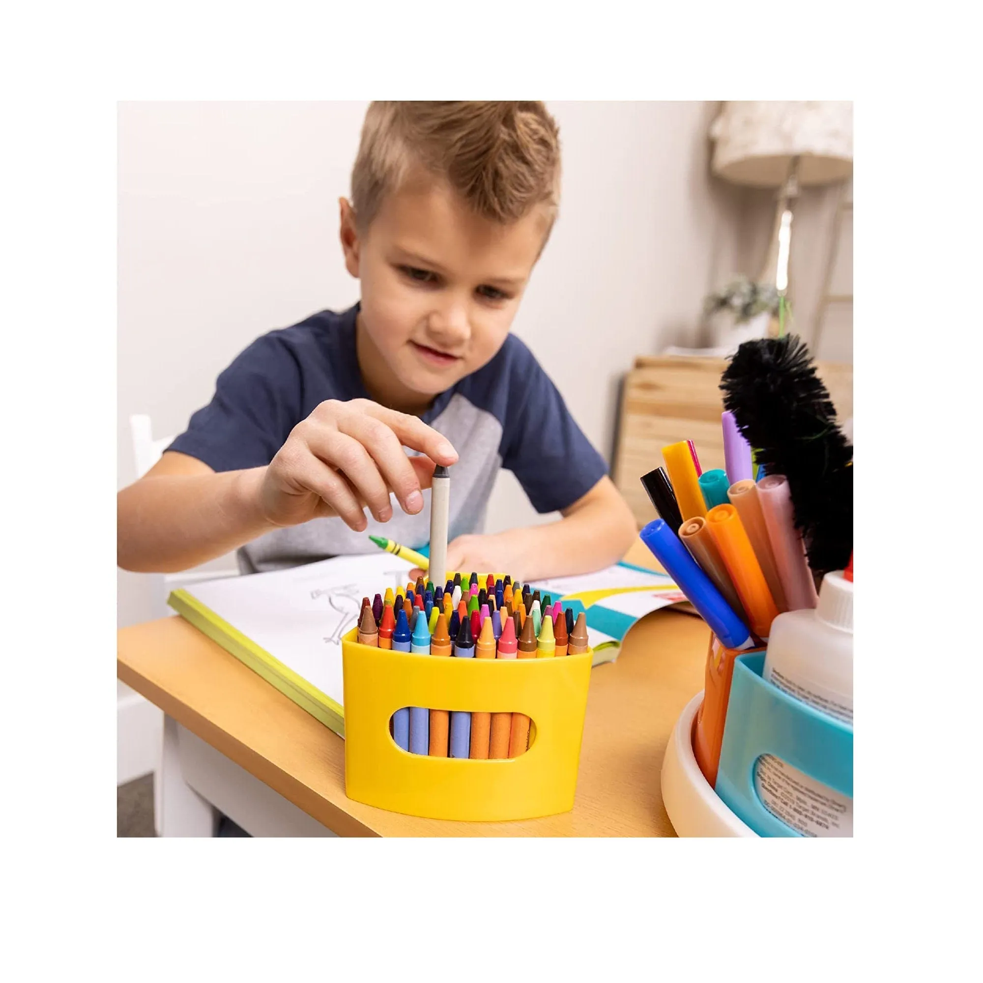 Hapinest Rotating Art Supplies Organizer Storage Caddy for Kids | Crayon Marker and Pencil Organization