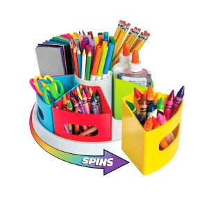 Hapinest Rotating Art Supplies Organizer Storage Caddy for Kids | Crayon Marker and Pencil Organization