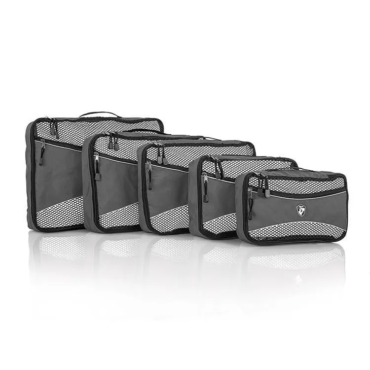 Heys Ecotex 5 Pc Packing Cube Set With Front Zippered Pocket