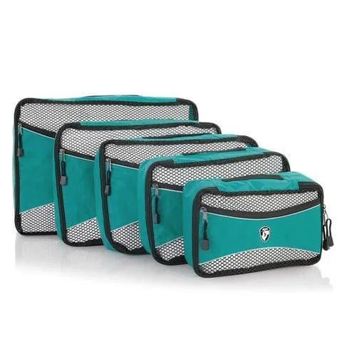 Heys Ecotex 5 Pc Packing Cube Set With Front Zippered Pocket