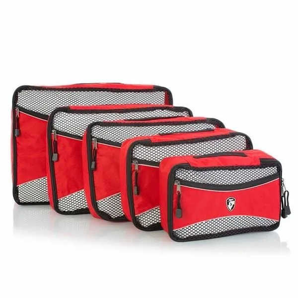 Heys Ecotex 5 Pc Packing Cube Set With Front Zippered Pocket