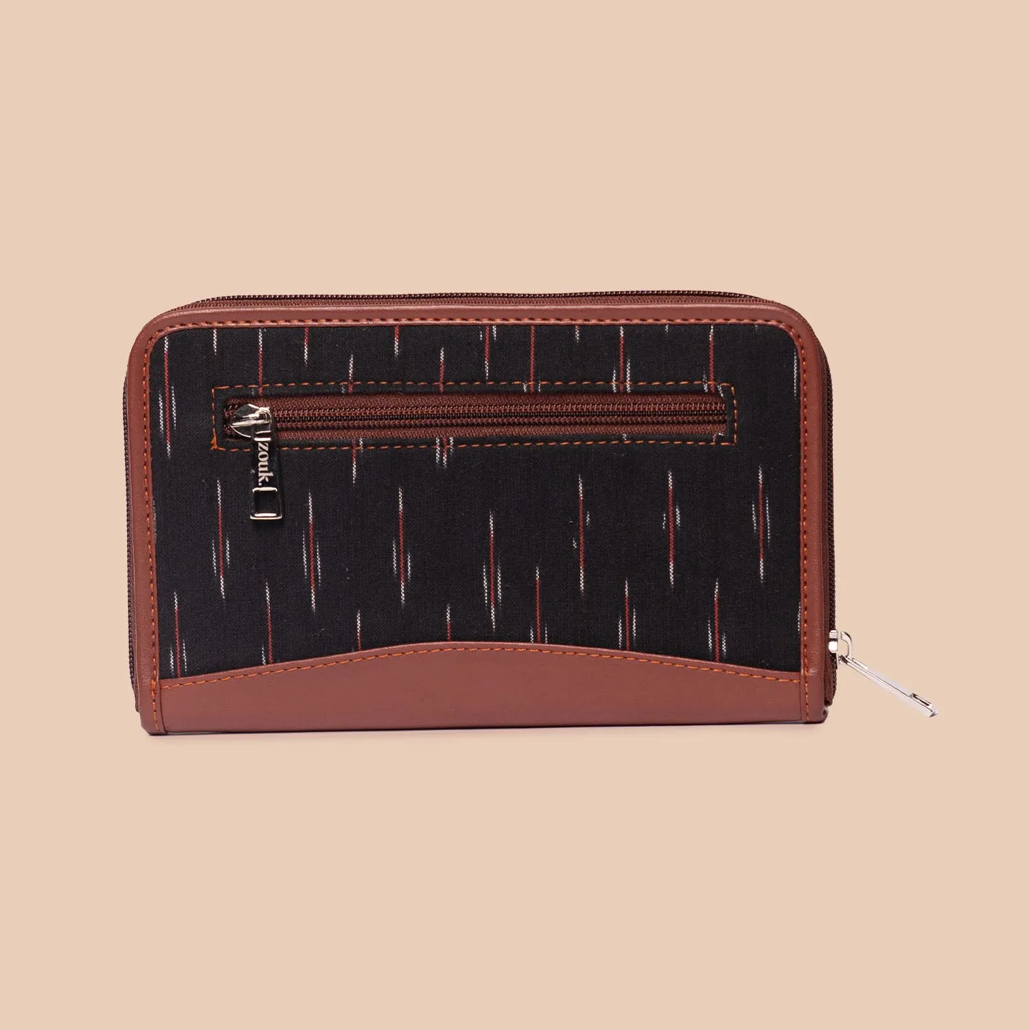 Jet Black & Ikat GreRed - Luna Handbag & Chain Wallet Combo