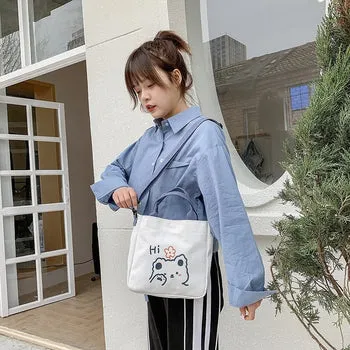 Kawaii Bear Canvas Tote Bag - Kawaii Bag