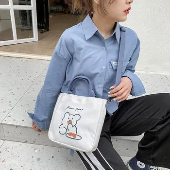 Kawaii Bear Canvas Tote Bag - Kawaii Bag