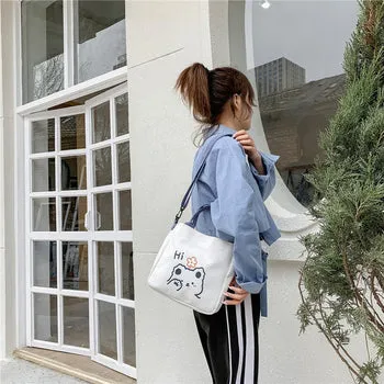 Kawaii Bear Canvas Tote Bag - Kawaii Bag