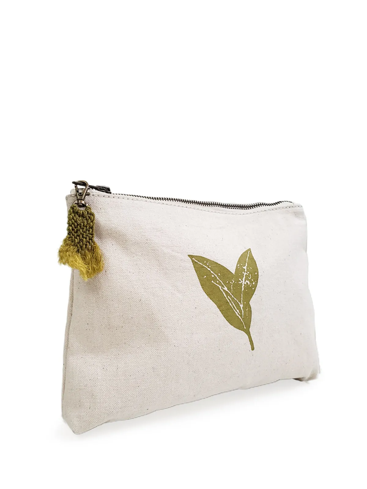 KORISSA Hand Screen Printed Cotton Canvas Pouch - Nature