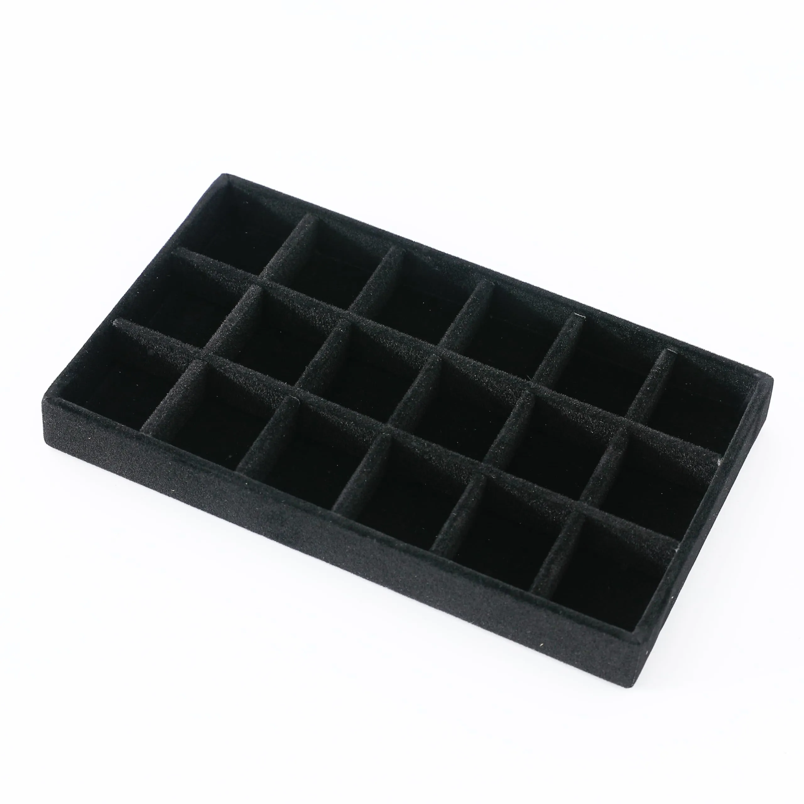 Kuber Industries 12 Pieces Velvet Jewelry Trays Organizer | Jewelry Storage Box | Jewelry Organizer | Showcase Holder Dresser Organizer for Earring Necklace Bracelet Ring | Pack of 3 |YBL4-03 |Black