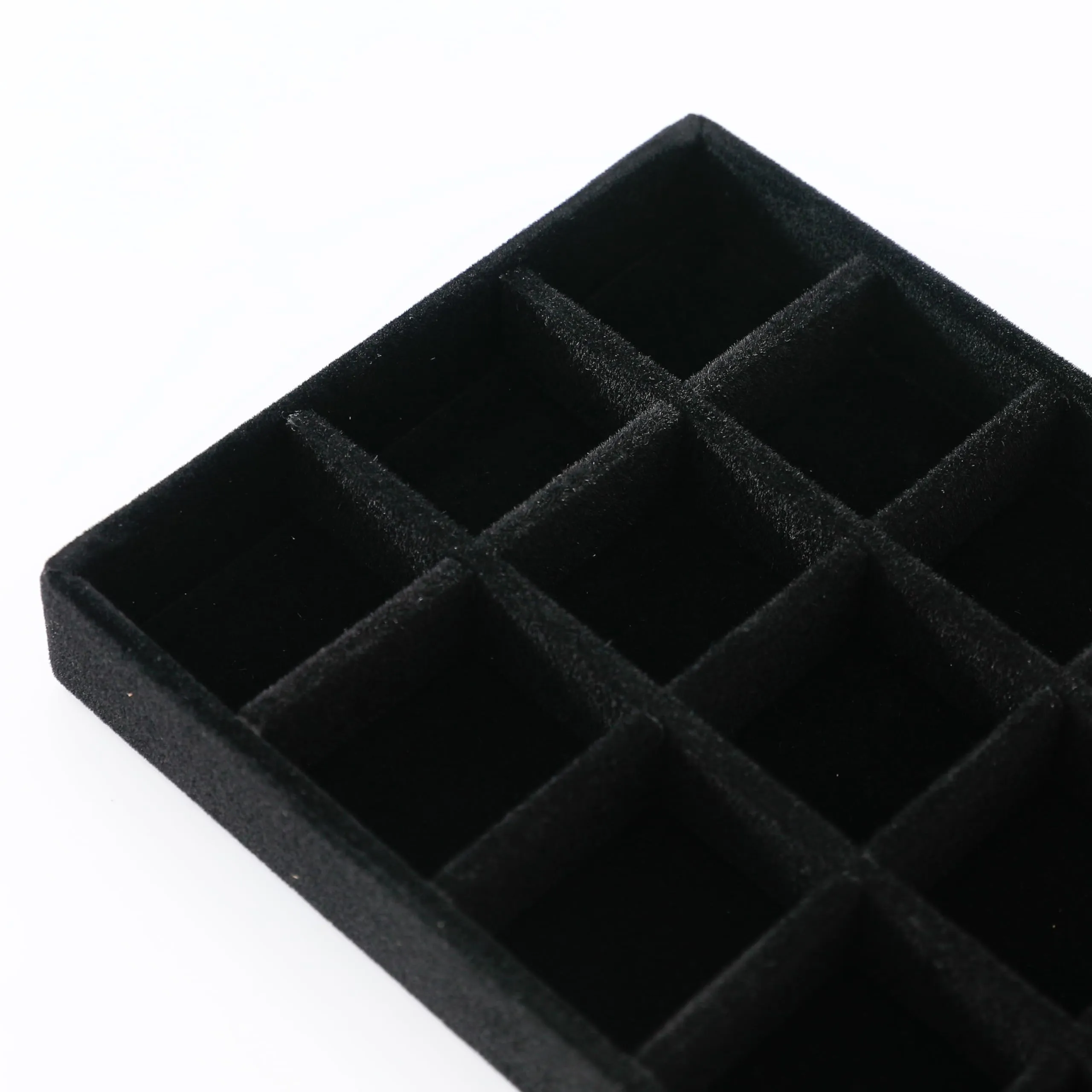 Kuber Industries 12 Pieces Velvet Jewelry Trays Organizer | Jewelry Storage Box | Jewelry Organizer | Showcase Holder Dresser Organizer for Earring Necklace Bracelet Ring | Pack of 3 |YBL4-03 |Black