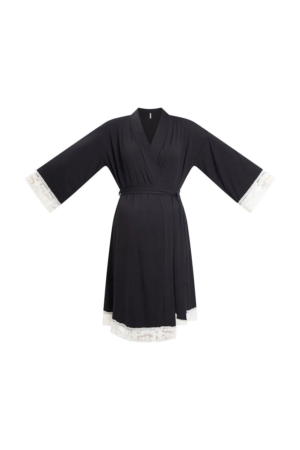 Lace Trim Women's Maternity Robe