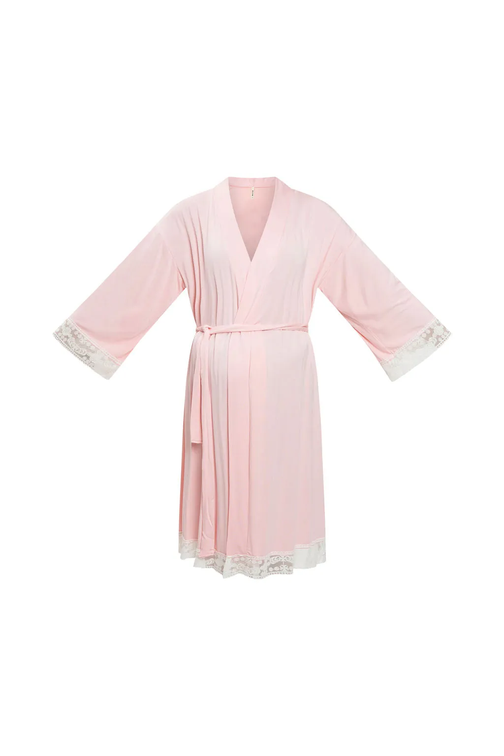 Lace Trim Women's Maternity Robe