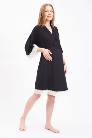 Lace Trim Women's Maternity Robe