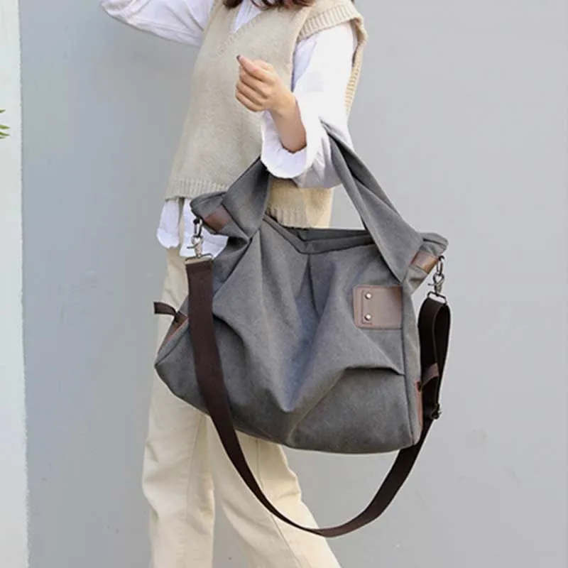 Large Capacity Canvas Handbag for Women Crossbody Tote Hobo Bag
