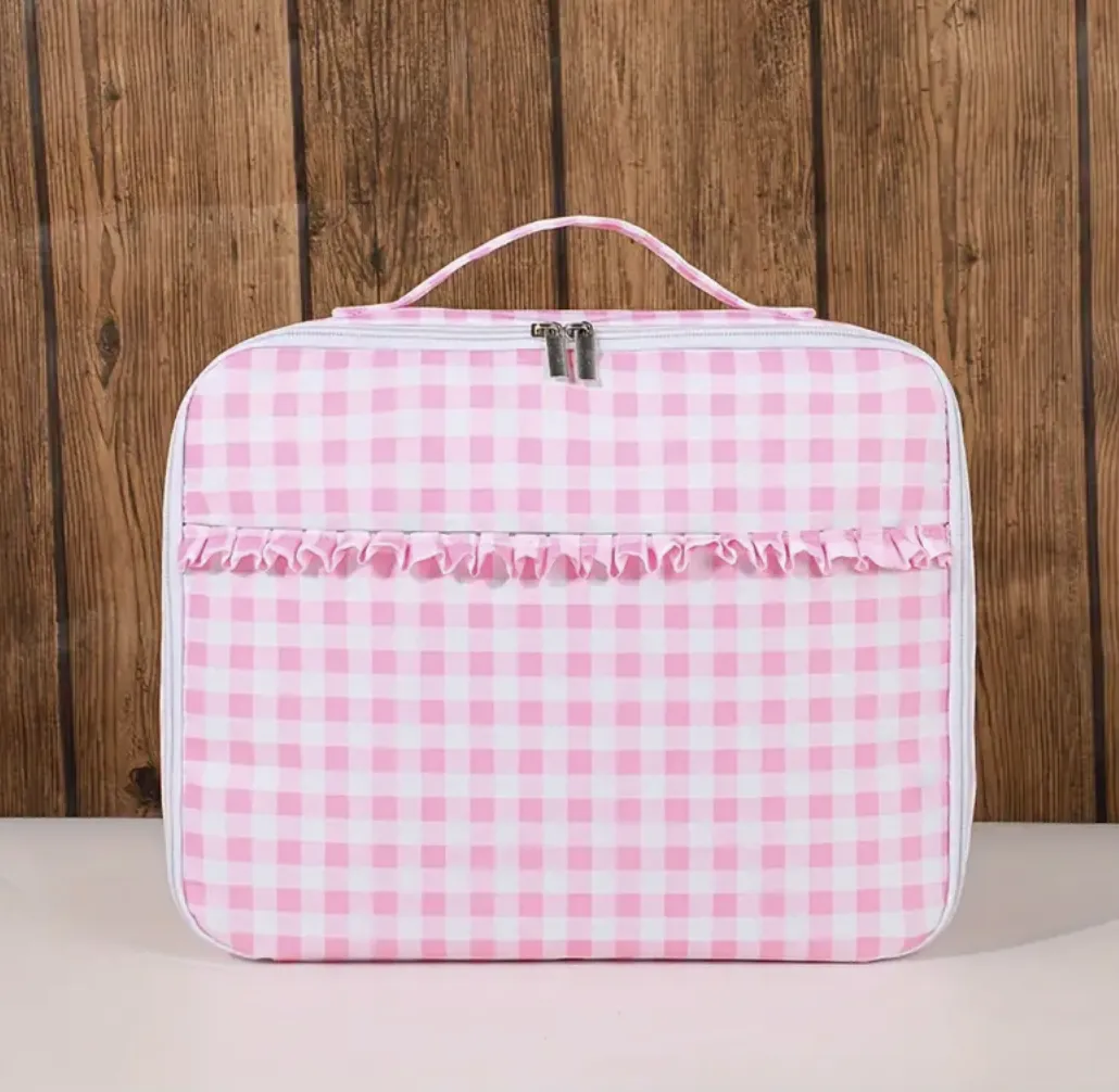 Large Insulated Lunch Bag - Pink Gingham