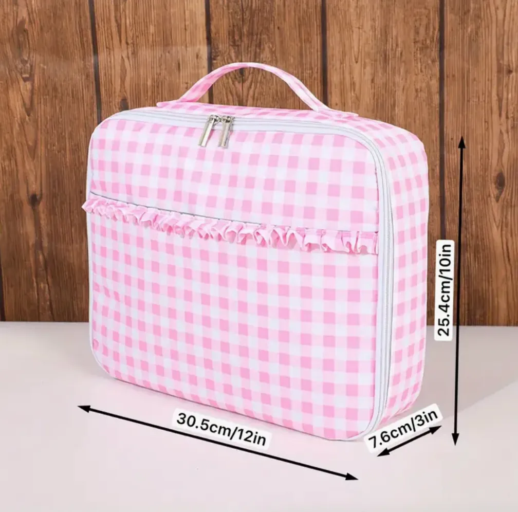 Large Insulated Lunch Bag - Pink Gingham
