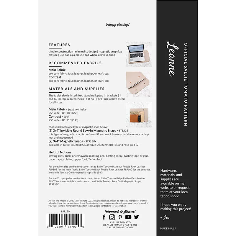 Leanne Laptop & Tablet Sleeve Pattern