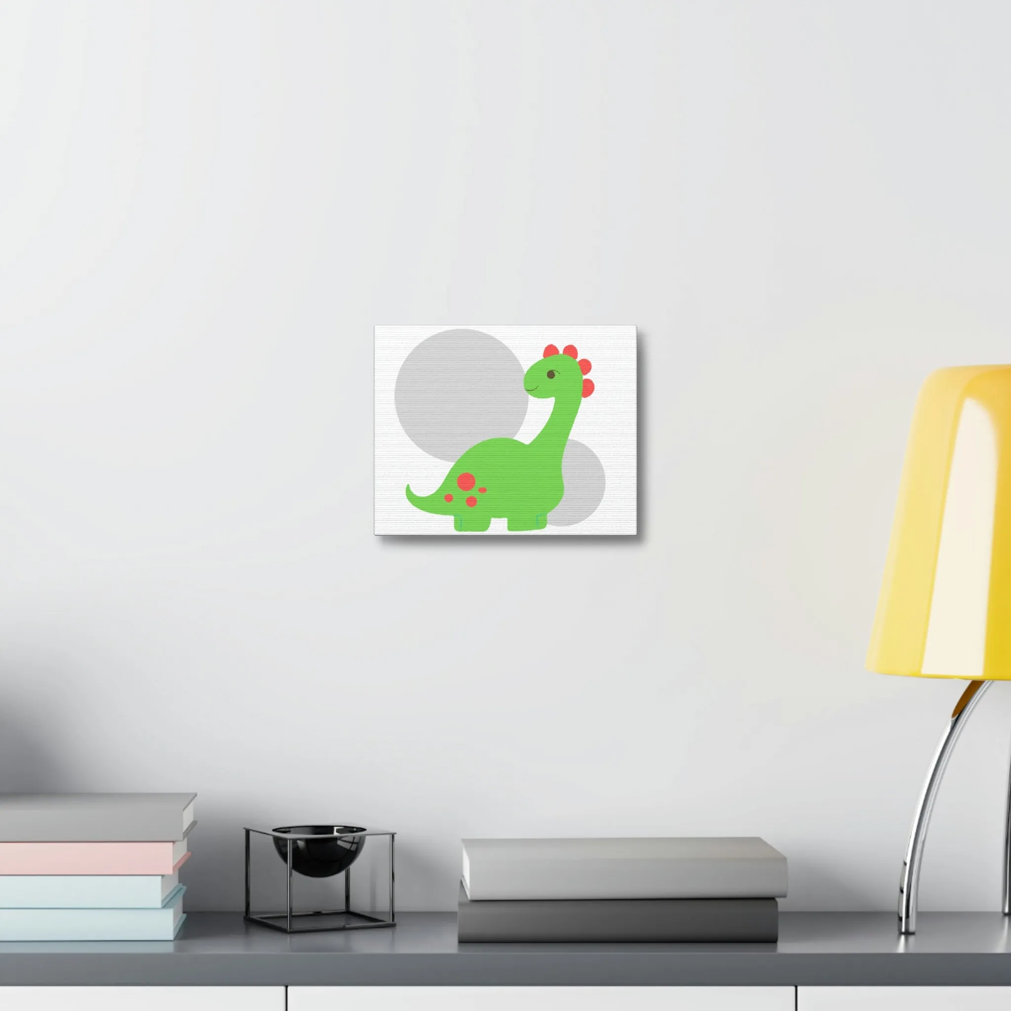 Light Green Long Neck Dinosaur Stretched Canvas