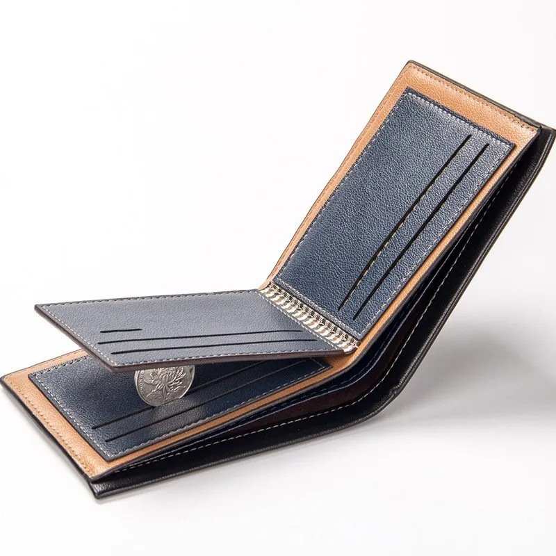 Men Casual Basic Letter Embossing Folding Design Multi Pocket Wallet