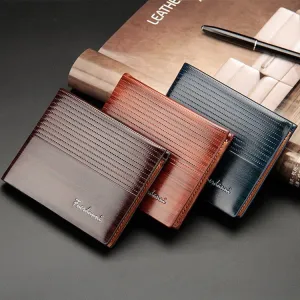 Men Casual Basic Letter Embossing Folding Design Multi Pocket Wallet