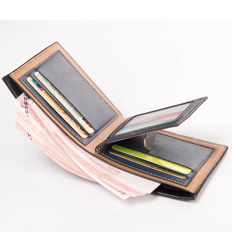 Men Casual Basic Letter Embossing Folding Design Multi Pocket Wallet