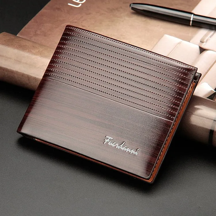 Men Casual Basic Letter Embossing Folding Design Multi Pocket Wallet