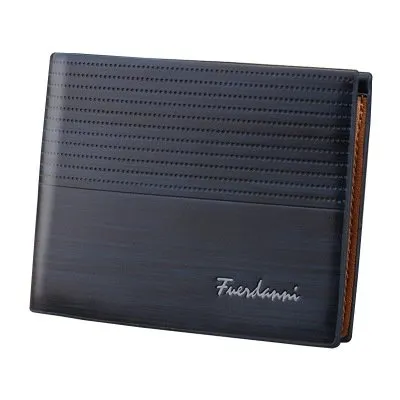 Men Casual Basic Letter Embossing Folding Design Multi Pocket Wallet