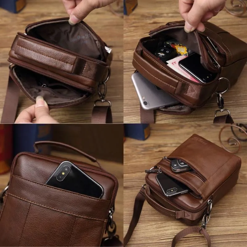 Messenger Bag For Men Vintage Gentle Leather Crossbody Bag