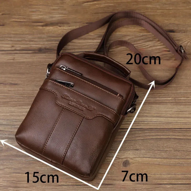 Messenger Bag For Men Vintage Gentle Leather Crossbody Bag