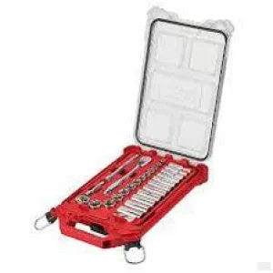Milwaukee 3/8” Drive 28pc Ratchet & Socket Set with PACKOUT™ Low-Profile Compact Organizer - SAE 48-22-9481