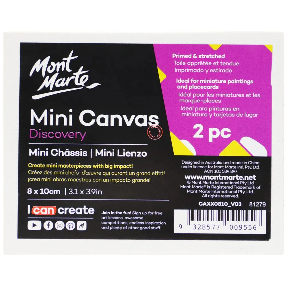 Mini Canvas Discovery 8 x 10cm (3.1 x 3.9in) 2pce - Mont Marte