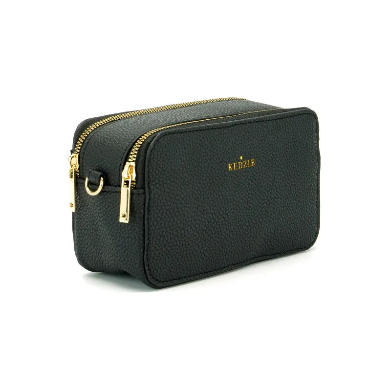 Modernist Vegan Leather Crossbody - Black