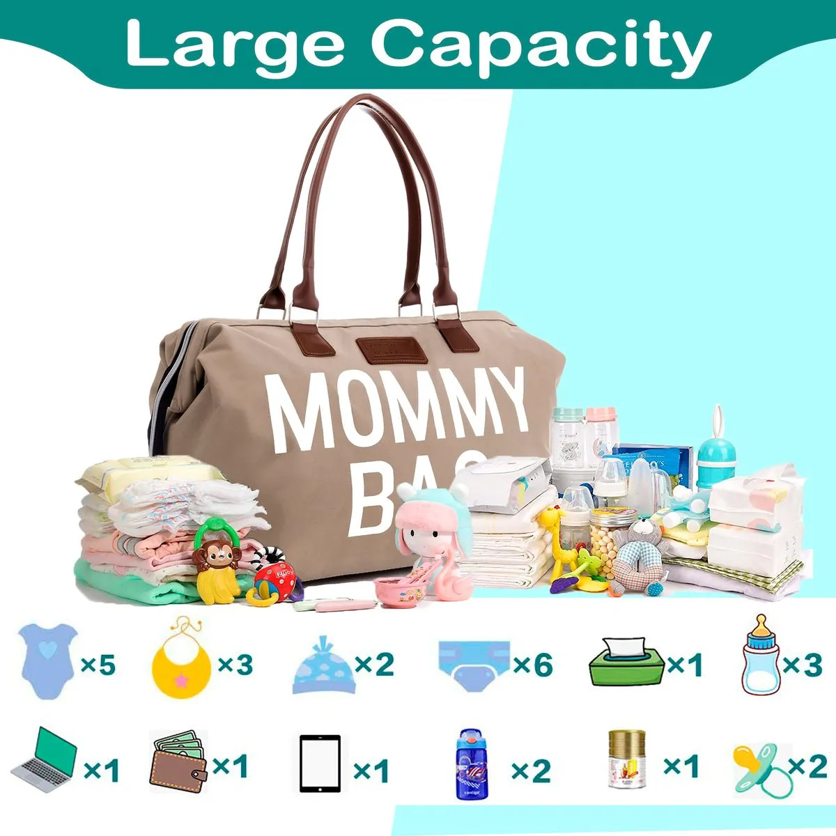 Mommy Diaper Bag for Hospital & Travel,Baby Care (BEIGE)