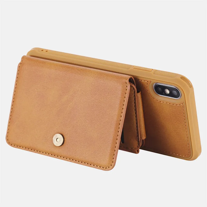 Multi-Slot Leather Wallet Case for iPhone Samsung