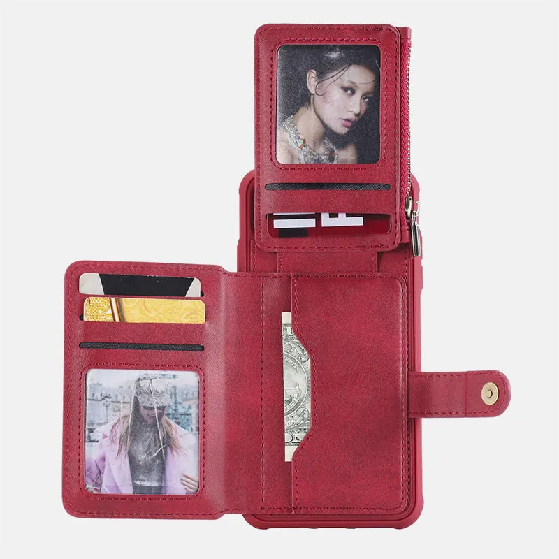 Multi-Slot Leather Wallet Case for iPhone Samsung
