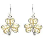 PlatinumWare Gold Filigree Shamrock Earrings