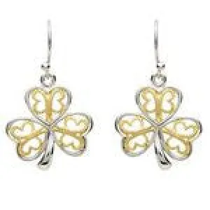 PlatinumWare Gold Filigree Shamrock Earrings