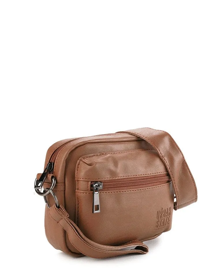 Pu Flight Mini Crossbody Bag - Tan