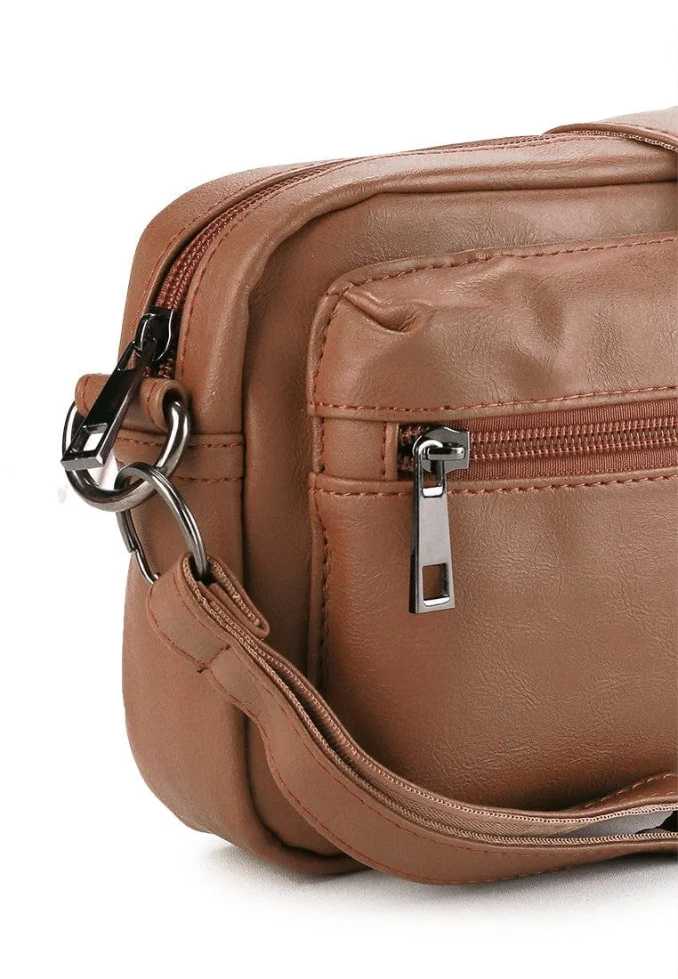 Pu Flight Mini Crossbody Bag - Tan
