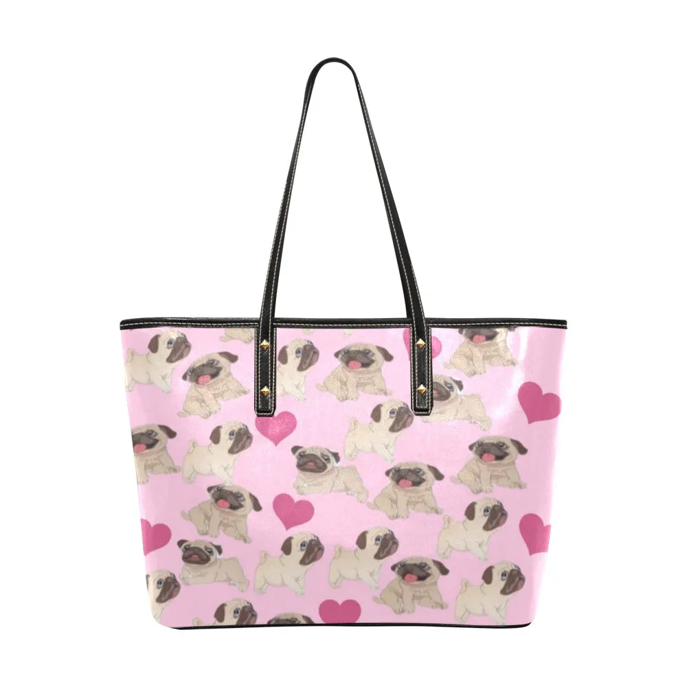 Pug & Heart Tote Bag