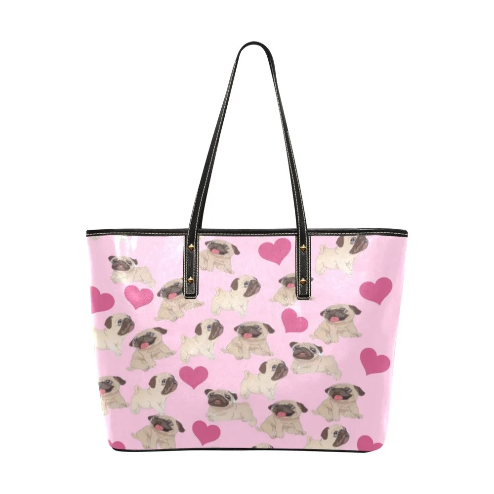 Pug & Heart Tote Bag