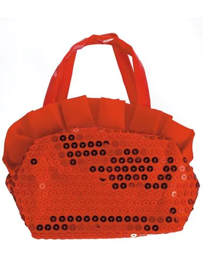 Red Frilled Sequin Handbag