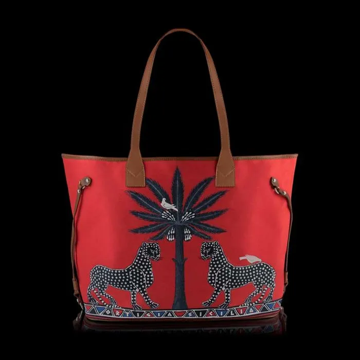 Red Leopard Canvas Shopper