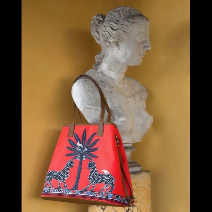Red Leopard Canvas Shopper